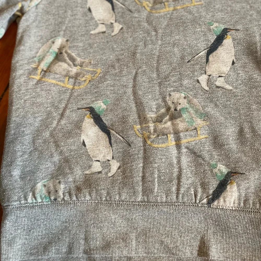 Gap Gray Sherpa Sweatshirt Penguins Polar Bear Grey Size Medium 8